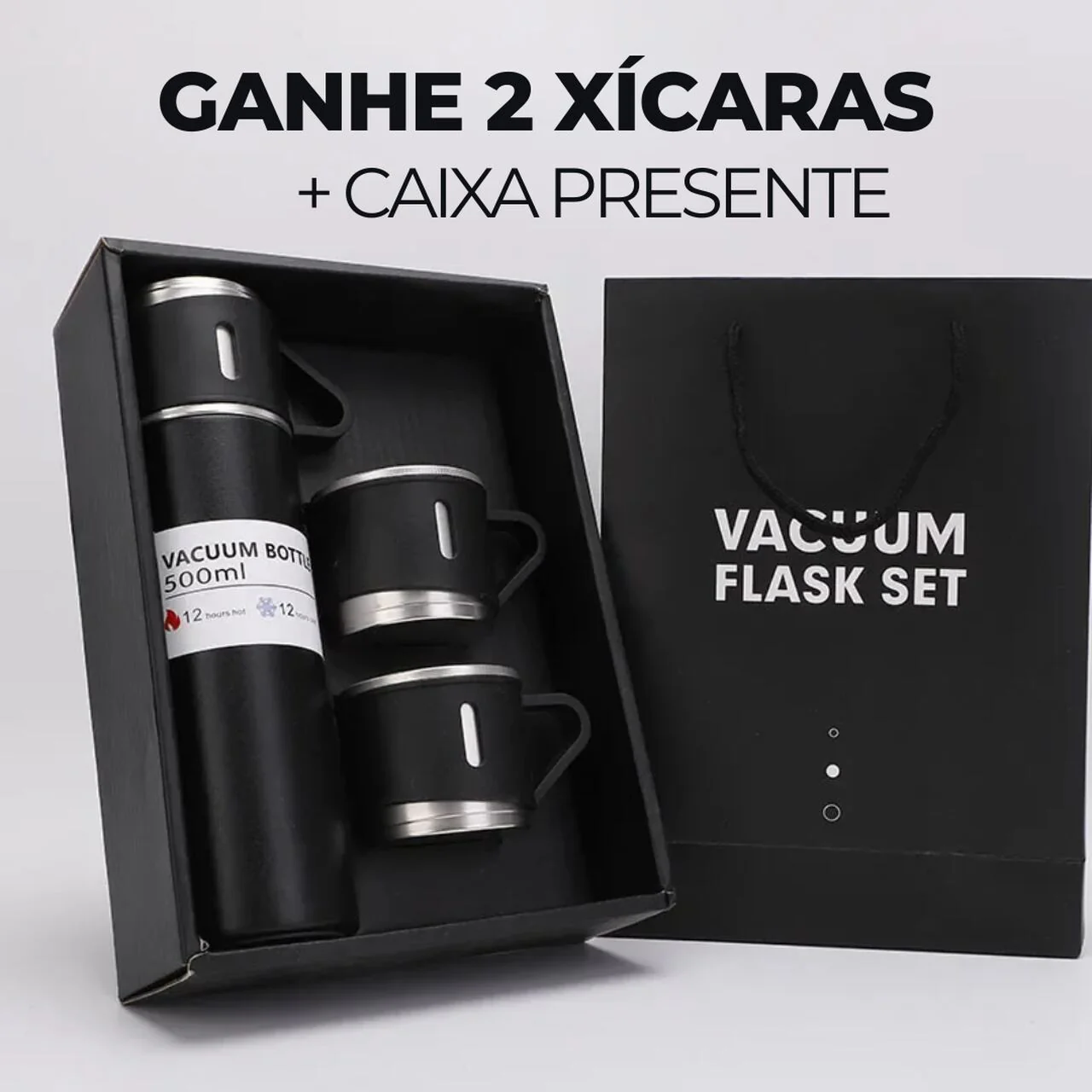 Garrafa Térmica Premium 500ml - Café Quente Sempre com Você (Ganhe 2 Xícaras + Caixa Para Presente) - Image 2