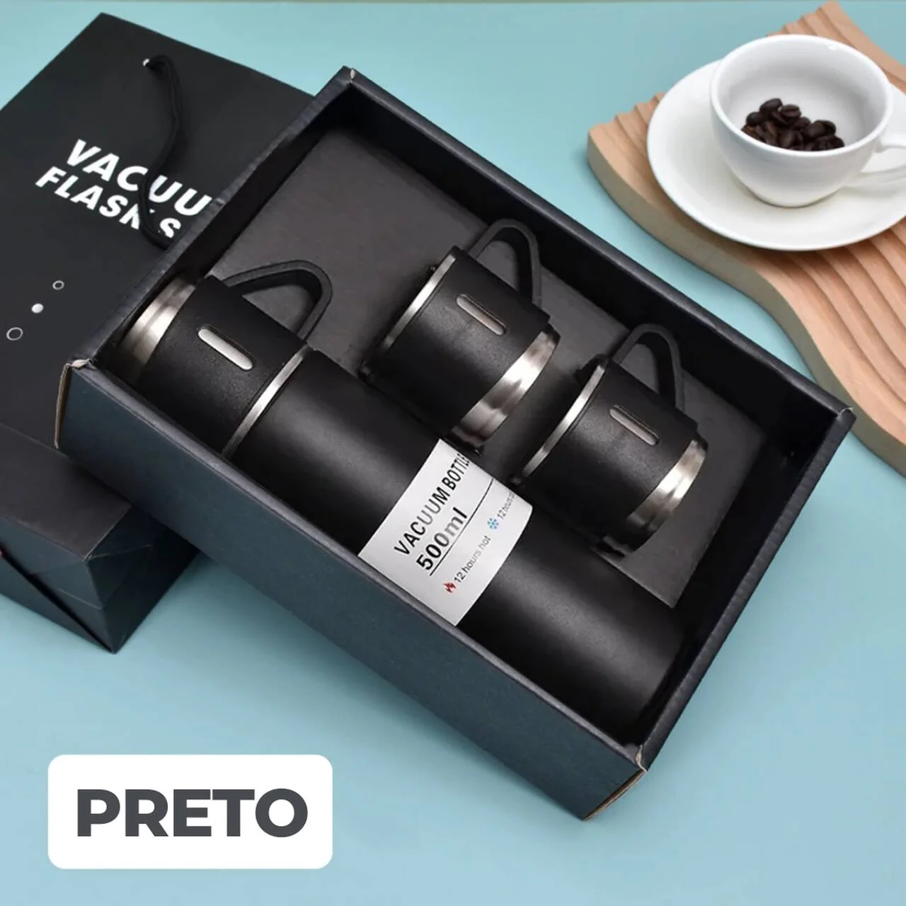 Garrafa Térmica Premium 500ml - Café Quente Sempre com Você (Ganhe 2 Xícaras + Caixa Para Presente) - Image 9