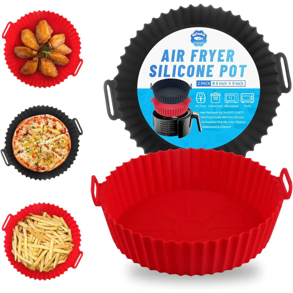 (Kit com 3 unidades) - Cesto de Silicone Multiuso para Air Fryer e Eletrodomésticos