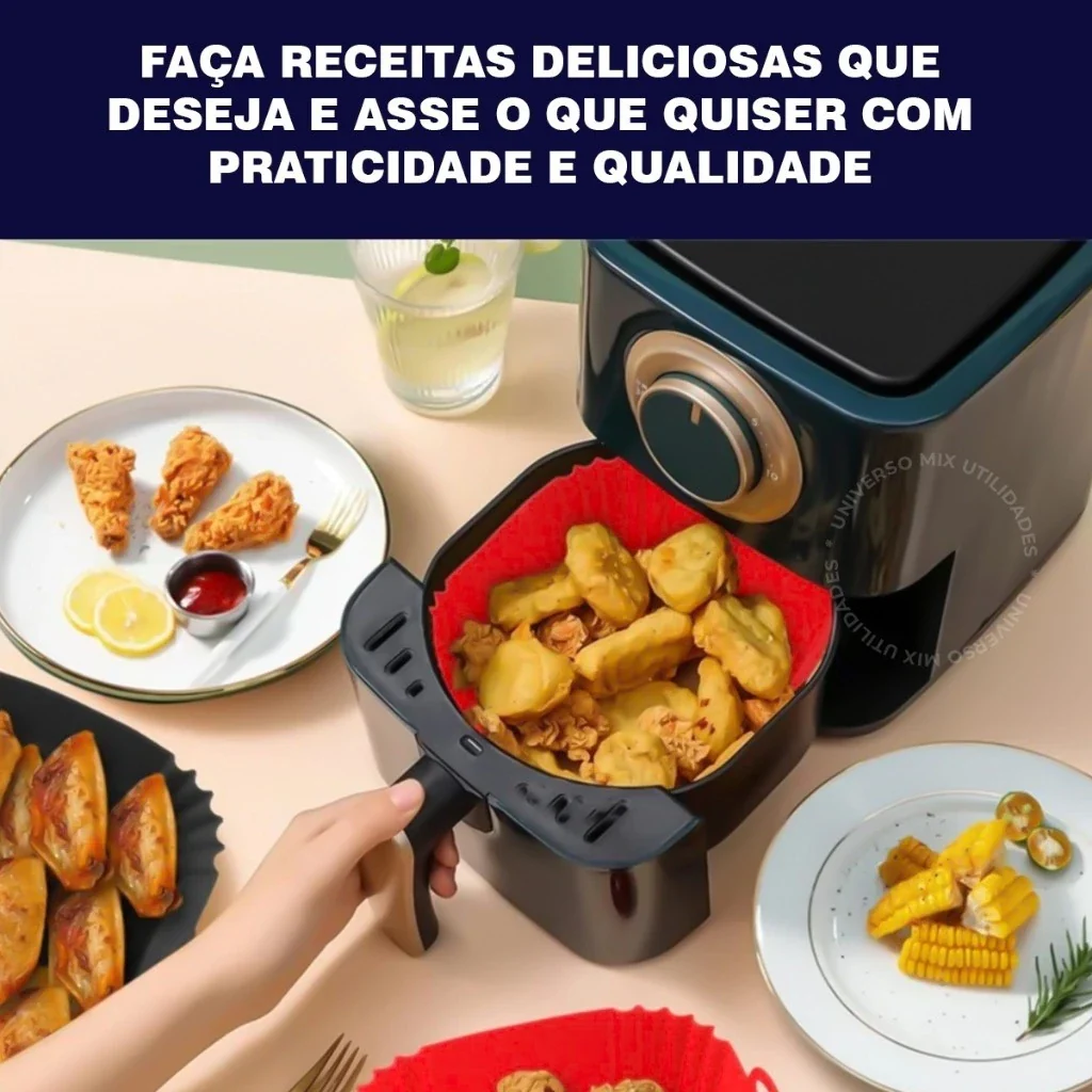 (Kit com 3 unidades) - Cesto de Silicone Multiuso para Air Fryer e Eletrodomésticos - Image 4