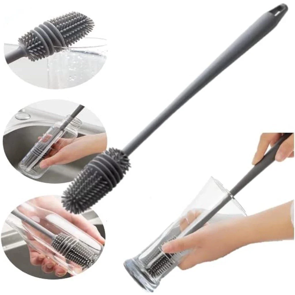 (Kit com 3 unidades) Escova de Silicone Multiuso – A Solução Completa para Lavar Garrafas, Copos e Mamadeiras! - Image 5