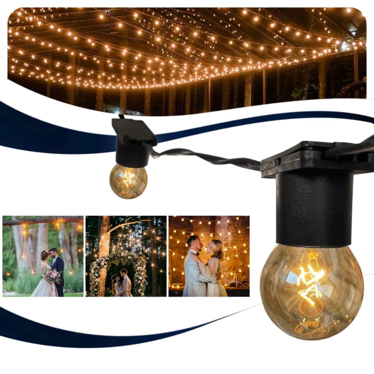 LUMILED - Varal de Lâmpadas LED Estilo Bistrô Italiano Para Exteriores - Frete Grátis + Lâmpadas de Brinde - Image 4
