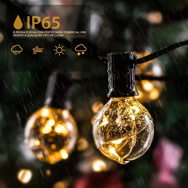 LUMILED - Varal de Lâmpadas LED Estilo Bistrô Italiano Para Exteriores - Frete Grátis + Lâmpadas de Brinde - Image 5