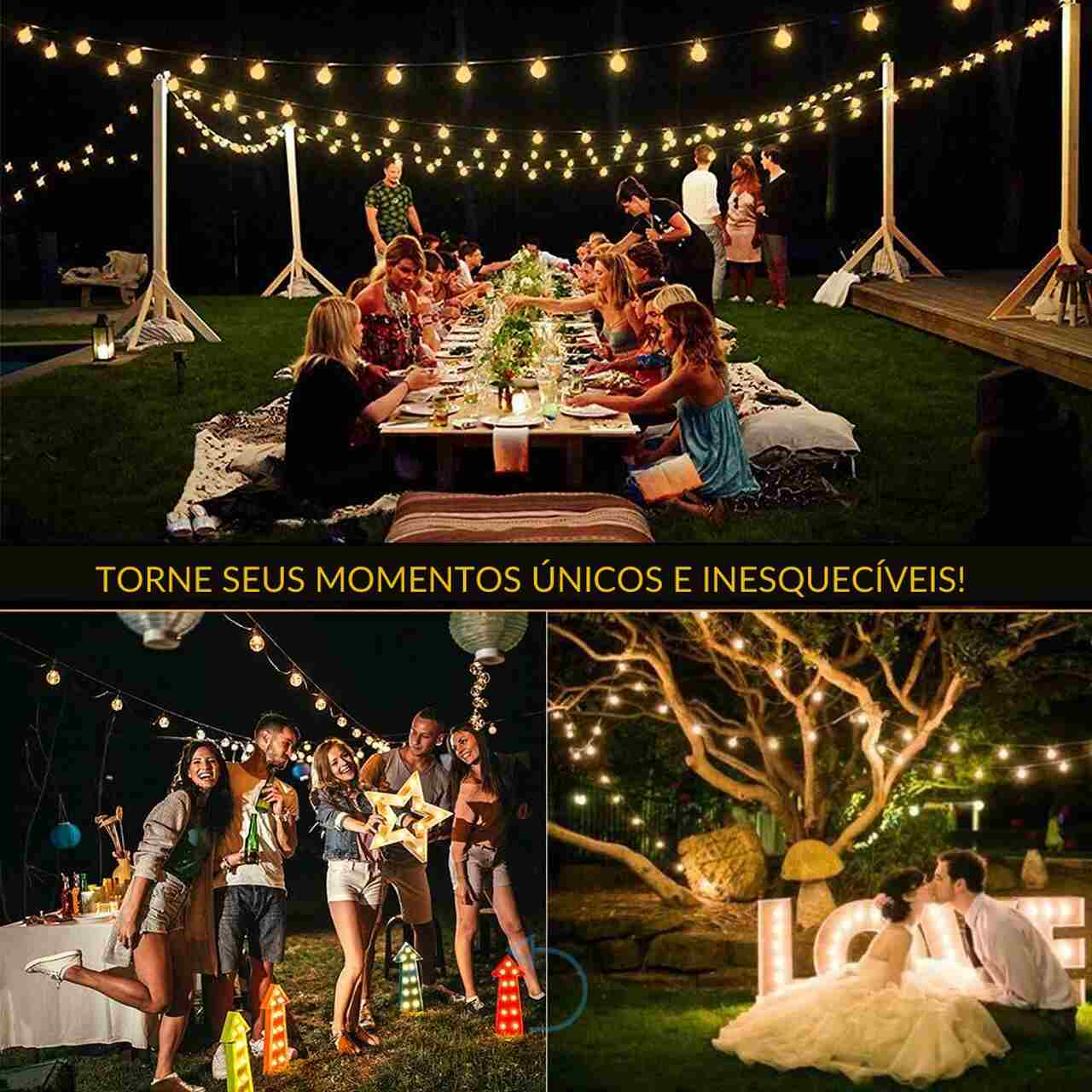 LUMILED - Varal de Lâmpadas LED Estilo Bistrô Italiano Para Exteriores - Frete Grátis + Lâmpadas de Brinde - Image 7